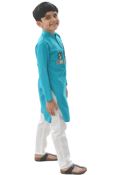Dhamaka Blue Kurta with White Trousers