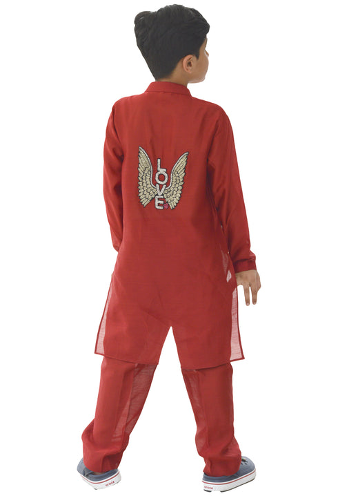 LOVE RED KURTA SET