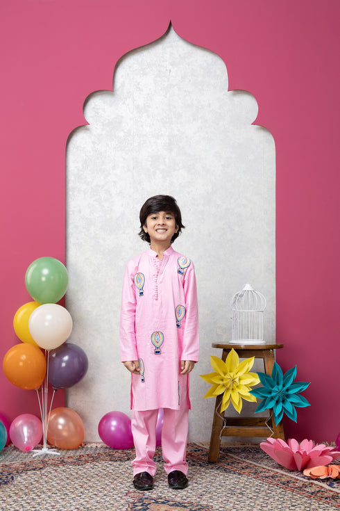 HOT AIR BALLOON PINK KURTA SET
