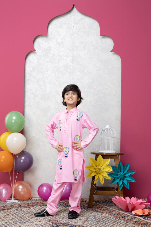 HOT AIR BALLOON PINK KURTA SET
