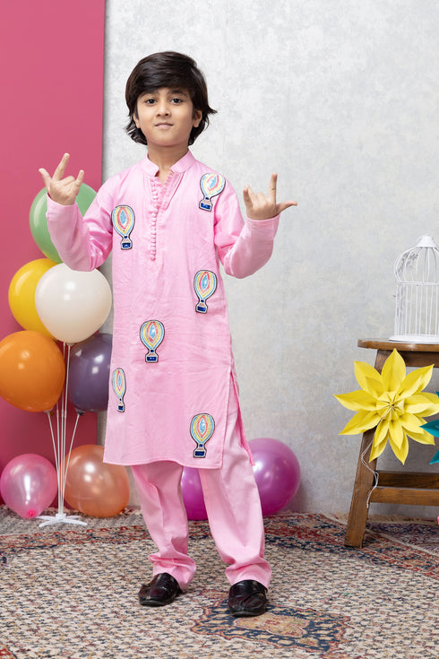 HOT AIR BALLOON PINK KURTA SET