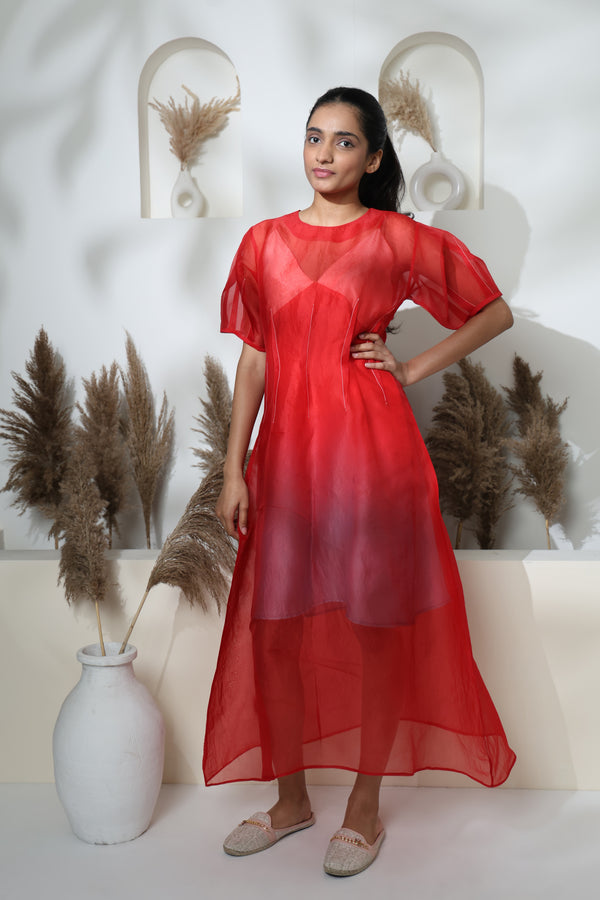 RED ORGANZA DRESS