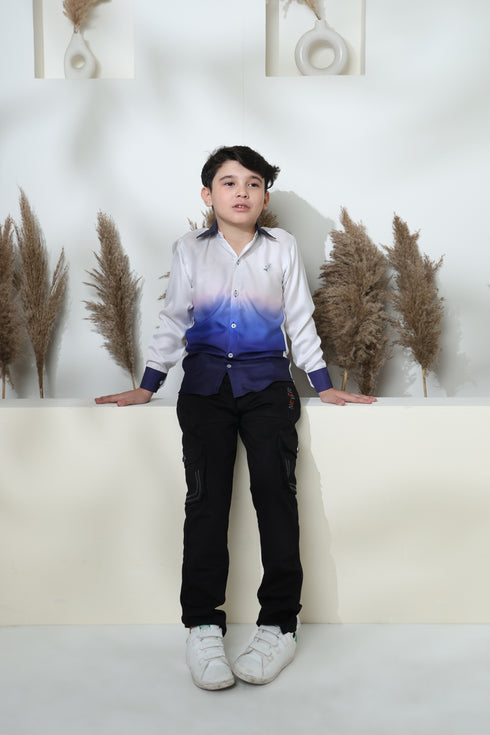 SHADED WHITE AND BLUE SHIRT