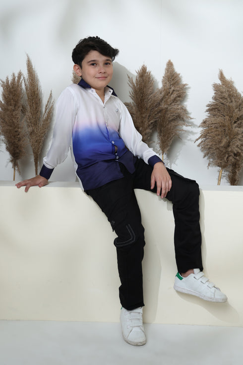 SHADED WHITE AND BLUE SHIRT