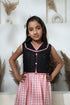 BKACK HALF SLEEVE JACKET WITH BARBIE PINK STRIPE DRESS