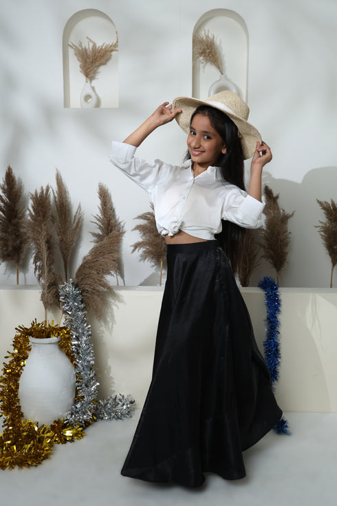 NO MORE DRAMA WHITE SHIRT WITH BLACK SKIRT