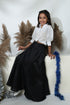 NO MORE DRAMA WHITE SHIRT WITH BLACK SKIRT