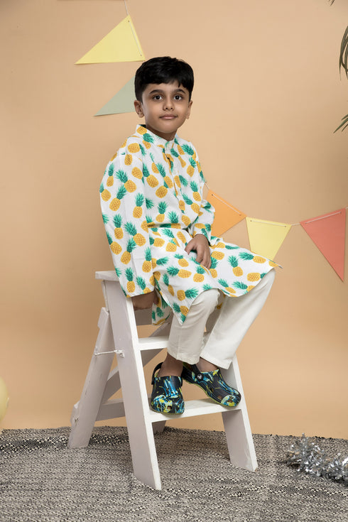 Pineapple Kurta with White Pant