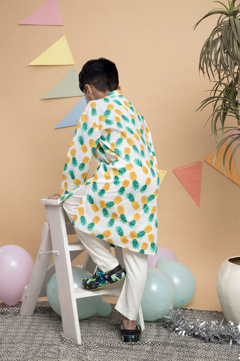 Pineapple Kurta with White Pant