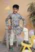 Printed Grey Kurta with White Trouser