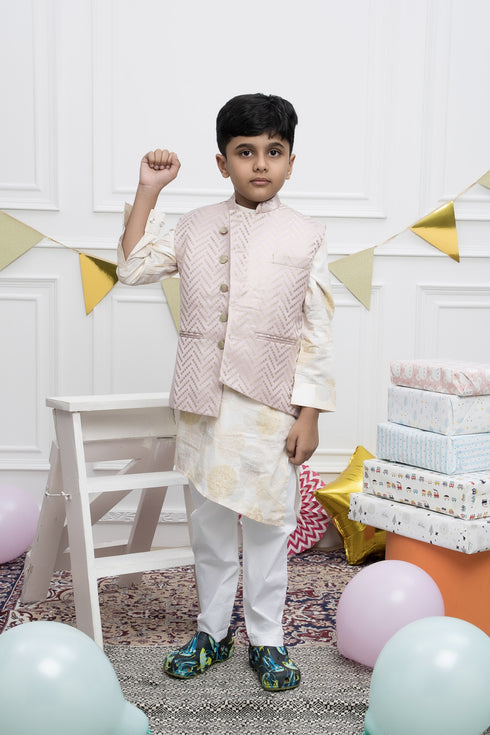 White Kurta Set with Nehru Jacket