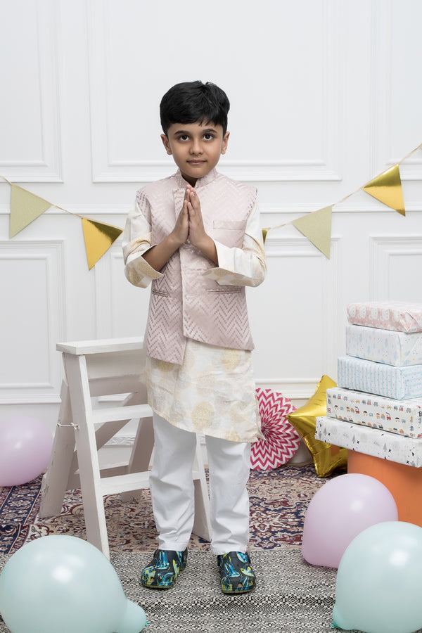 White Kurta Set with Nehru Jacket