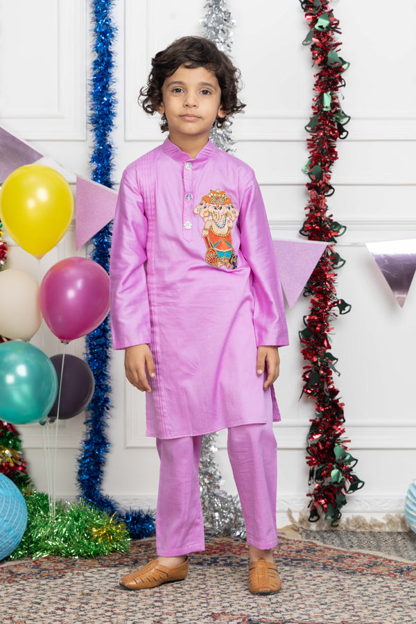 GANESH GOD LILAC KUTRA SET