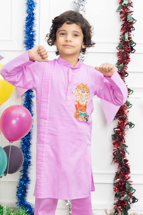 GANESH GOD LILAC KUTRA SET