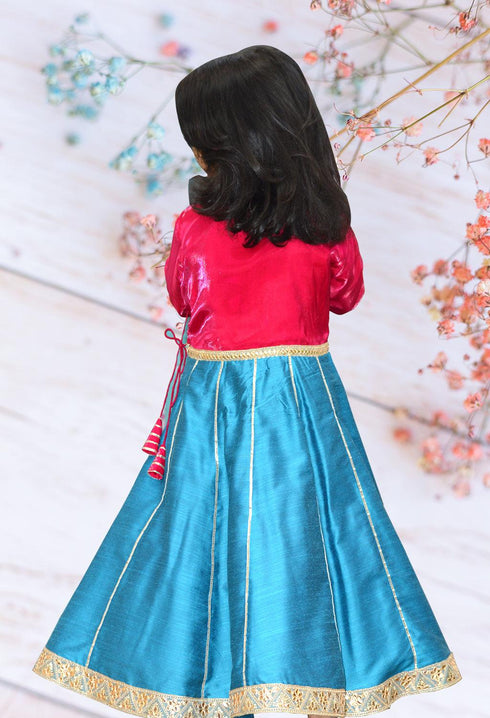 Anarkali Pink and Blue Indian Attire