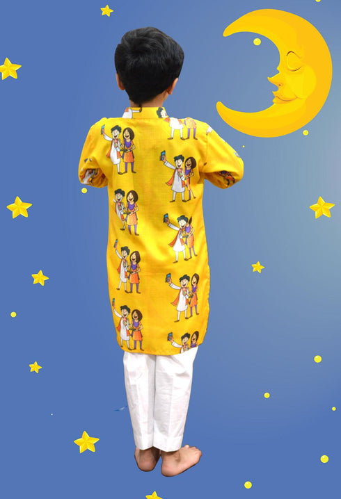 Rakhi Print Kurta with White Trousers