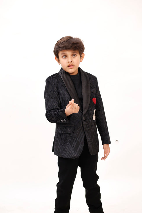 Black Blazer with Korean Heart