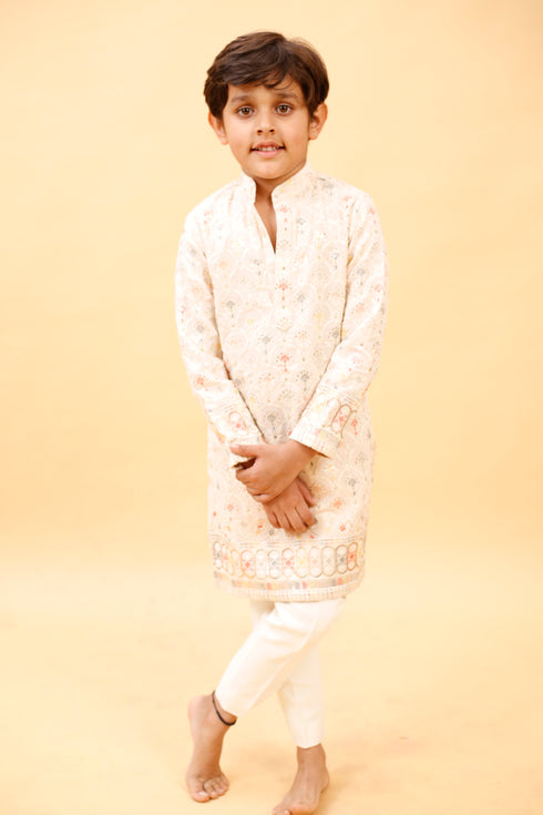 Pinkish Kurta with White Trouser