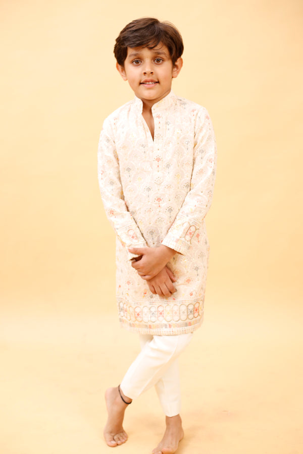 Pinkish Kurta with White Trouser