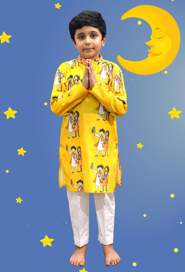 Rakhi Print Kurta with White Trousers